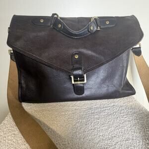 Mulberry Scotchgrain Leather Chocolate Brown Briefcase Document Case with Strap